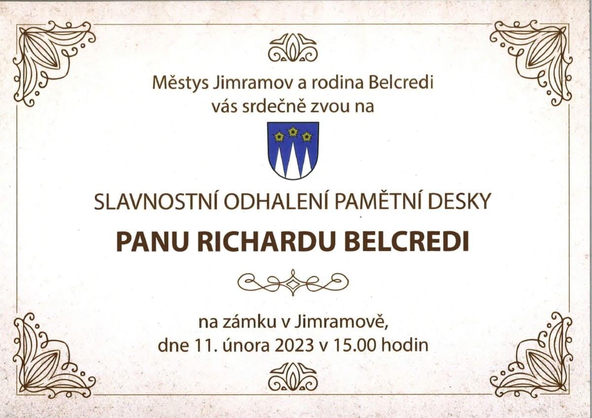 Odhalení pamětní desky panu Richardu Belcredi