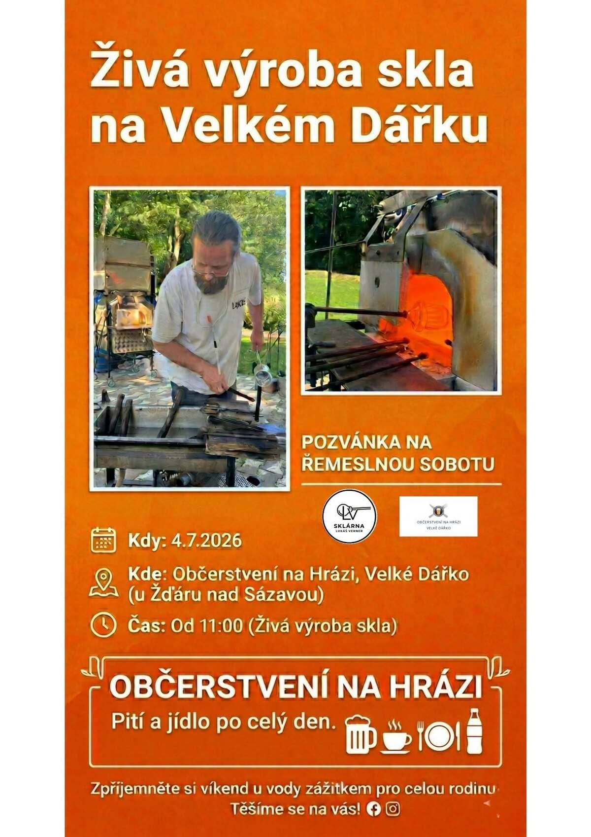 Živá výroba skla na Velkém Dářku