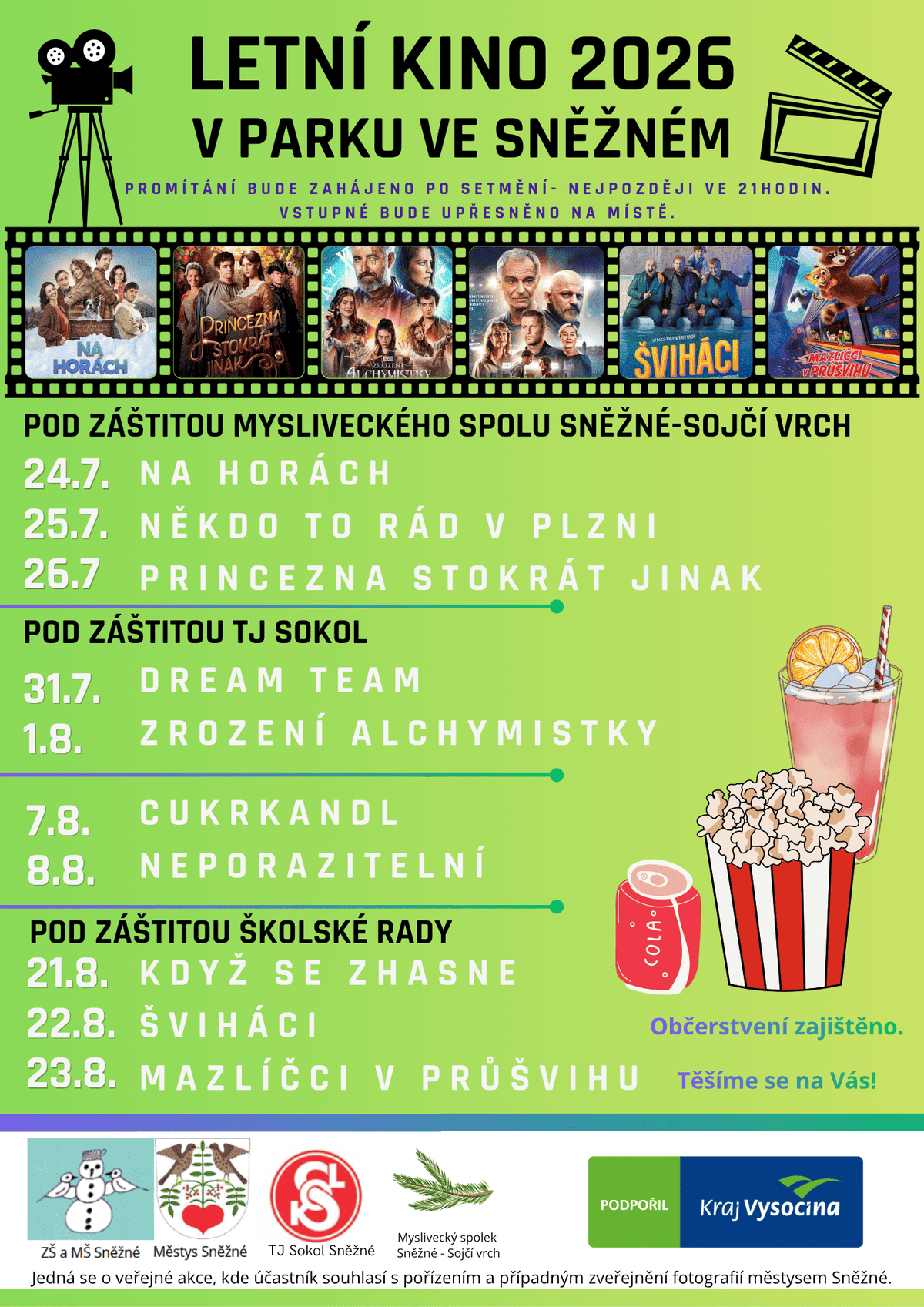 Letní Kino 2026 v Parku ve Sněžném